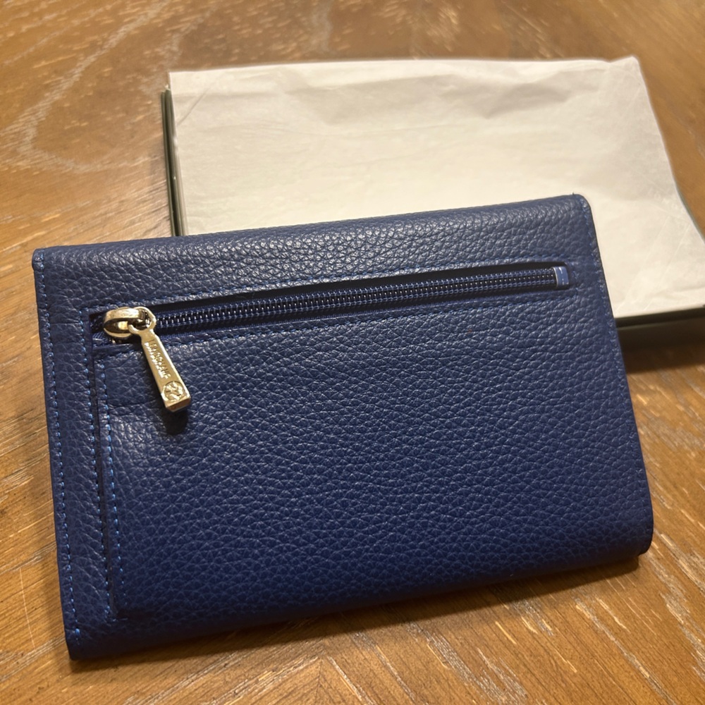 Longchamp Le Foulonne Blue Grained Leather Wallet - Picture 3 of 7